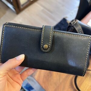 Coach Black Wallet with Button Strap